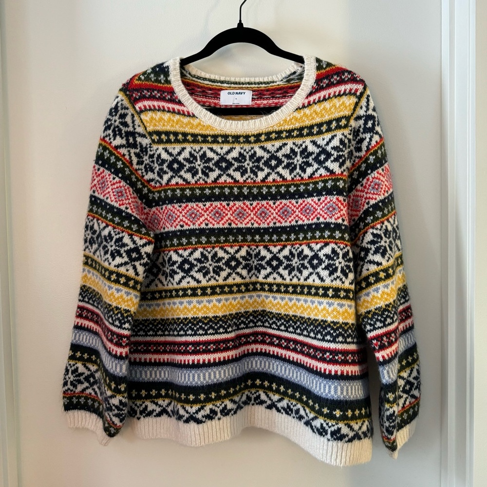 Printed knit warm winter sweater